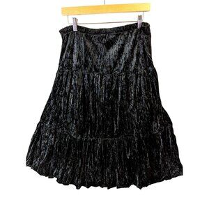 Rampage Velvet Black sz 14 Skirt Goth Tiered Whimsical Vintage Witchy Victorian